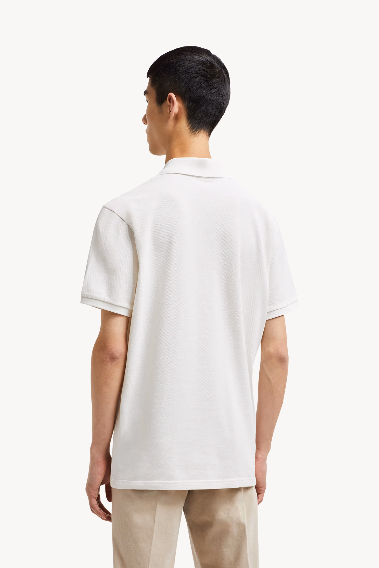 Logo Patch Cotton Piquet Polo Shirt Men White Moncler 5